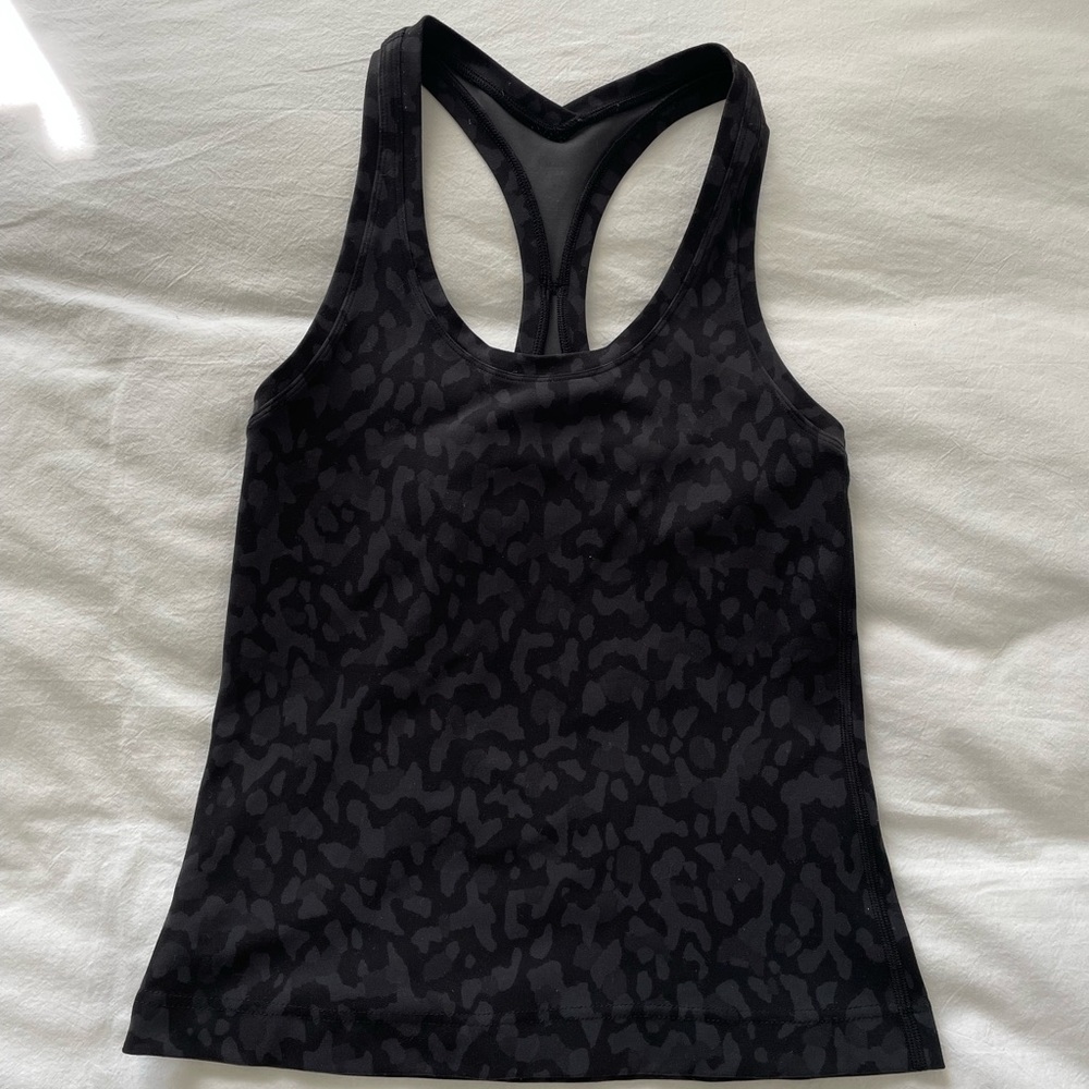 Lululemon Cool Racerback Tank Top *Nulu (Black leopard print, size 4)